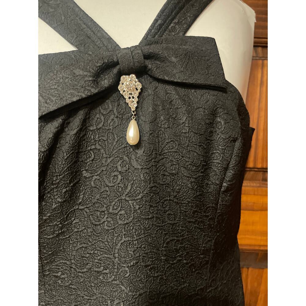 London Times brocade patterned jeweled black cocktail dress size 10 - Picture 2 of 6